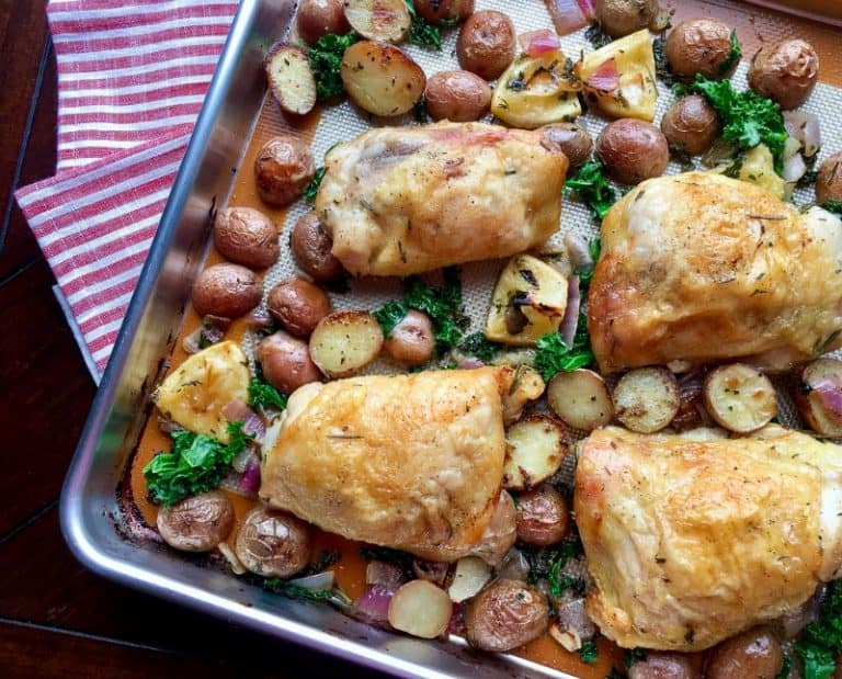 Herb Roasted Chicken Thighs With Red Potatoes & Kale Recipes & Me