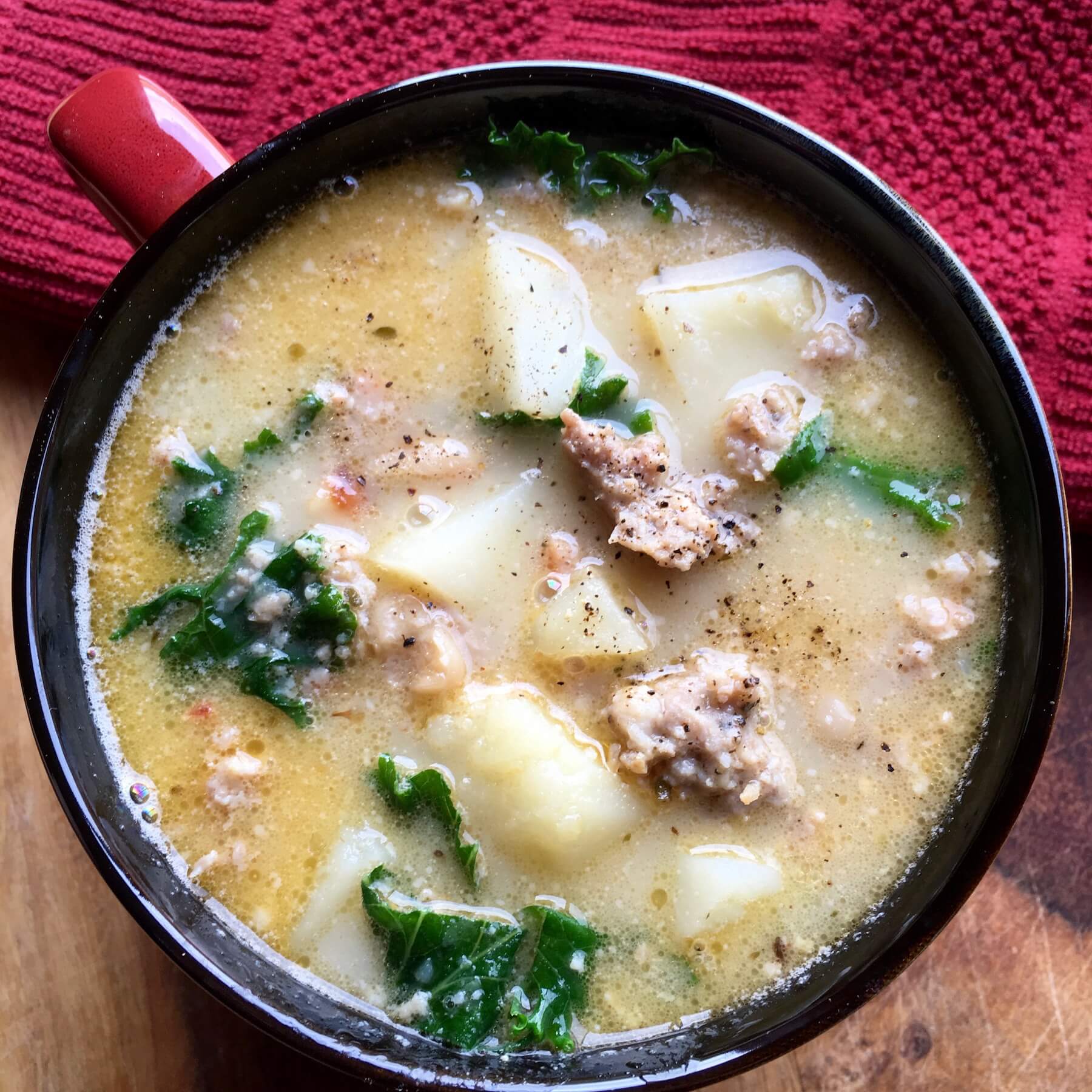 Tuscan Sausage Potato Soup With White Beans and Kale - Recipes & Me