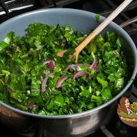 Cooked-boiled greens for best results of tender greens