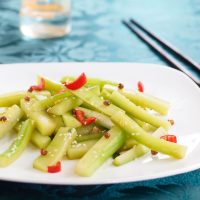 Stir fried cucumber with peppers