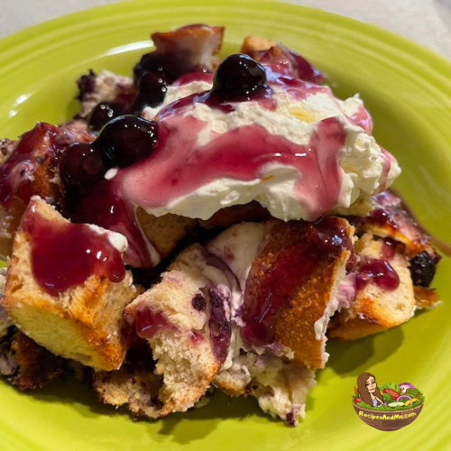 Easy Overnight French Toast Casserole With Blueberries and Cream Cheese